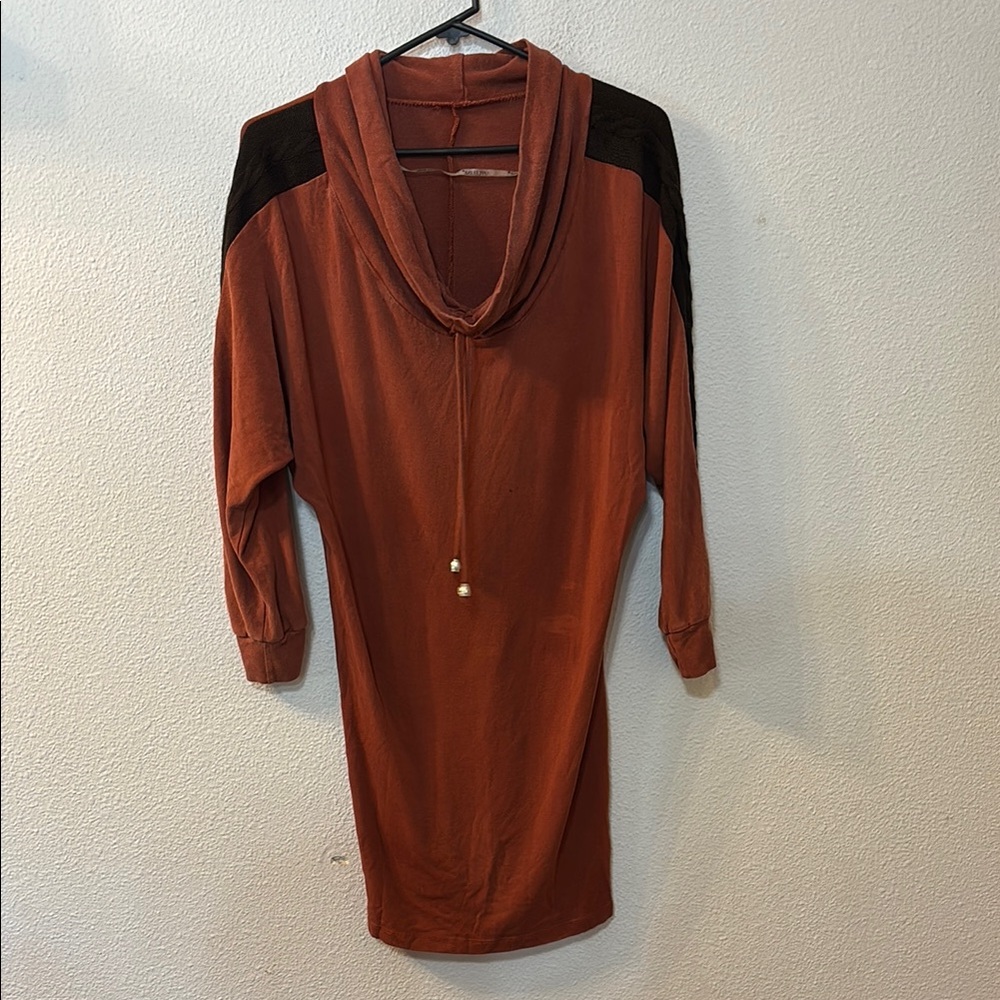 Appleline Rust Orange Cowlneck Dress